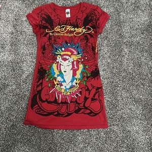 2000s Red Ed Hardy top